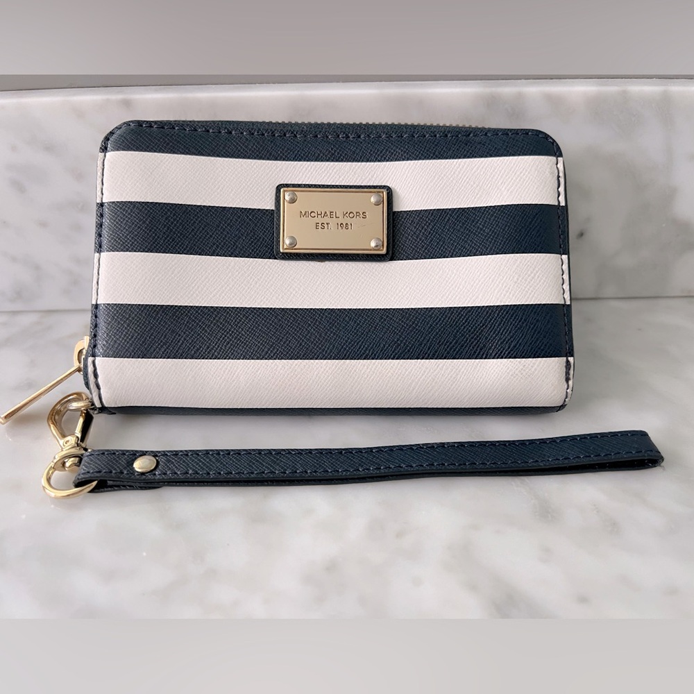 Michael Kors Stripe Wristlet Wallet